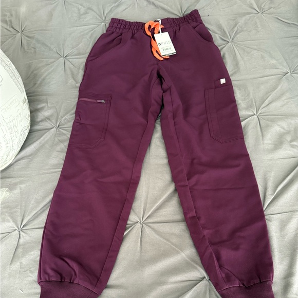 Figs Purple Joggers with Orange Drawstring - Picture 1 of 3